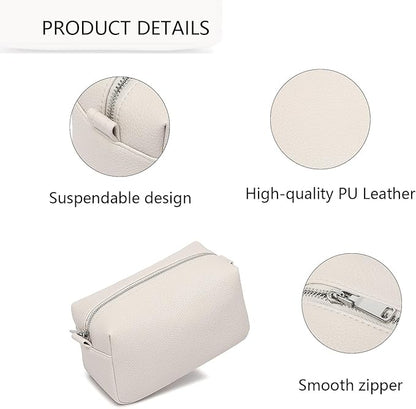 PU leather Organizer Bag Lightweight Cosmetic Bag with Ring Clasp Perfect Travel Makeup Bag for Women (French Oak/PU)