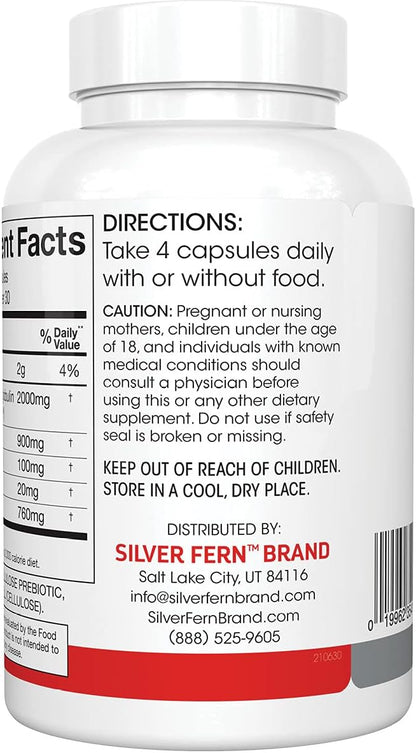 Silver Fern Cleanse - Daily Gut Detox - 2 Bottle - 240 Capsules - 60 Day Supply - Immunoglobulin G, A & M -(IgG, IGA, IgM) - Digestive System Detoxificaton & Immune System Support - Postbiotic