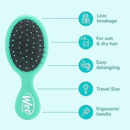 Wet Brush Squirt Detangling Brush, Amazon Exclusive Aqua, Mini Detangler, No Tangle Ultra-Soft IntelliFlex Bristles, Wet & Dry Styling Hairbrush for Women & Men, All Hair Types