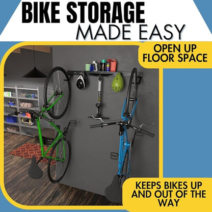 Koova Wall Mount Bike Rack | Steel Bike Mount | Adjustable Hangers | Easy Mount | USA Made