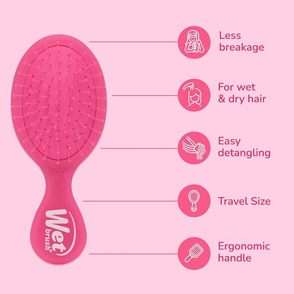 Wet Brush Mini Detangler Hair Brush, Pink Frost, Detangling Travel Hairbrush, Ultra-Soft IntelliFlex Bristles Glide Through Tangles with Ease, Pain-Free, All Hair Types