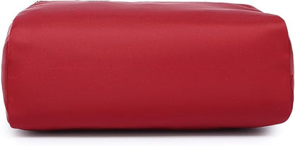 Nylon Female cosmetic bags Canvas toiletry bags Wash bags with large capacity Simple design (Nylon/Burgundy Red)