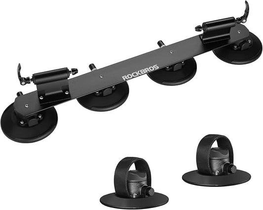 ROCKBROS Suction Cup Bike Rack for Car Roof Top Sucker Bike Rack Quick Release Aluminium Alloy Bike Carrier with Sucker for 2 Bikes
