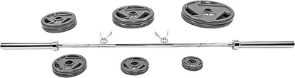 Signature Fitness Cast Iron Olympic 2-Inch Weight Plates Including 7FT Olympic Barbell, 130-Pound, 300-Pound or 325-Pound Set, Multiple Packages