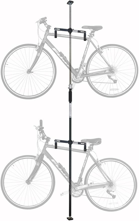 SPAREHAND Dual Bike Storage Rack - Heavy Duty, Adjustable Q-Rack II with 80 Lbs. Weight Capacity - Vertical Floor Storage System for 2 Bikes - Ideal for Garage and Indoor Bicycle Storage - Chrome