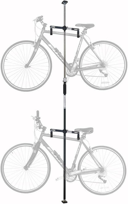 SPAREHAND Dual Bike Storage Rack - Heavy Duty, Adjustable Q-Rack II with 80 Lbs. Weight Capacity - Vertical Floor Storage System for 2 Bikes - Ideal for Garage and Indoor Bicycle Storage - Chrome