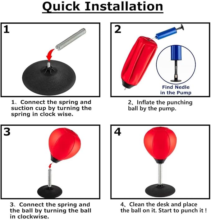 Stress Buster Desktop Punching Bag - Suctions to Your Desk, Heavy Duty Stress Relief Ball, Funny Gifts for Boss or Coworker, Perfect for Kids and Adults, Easter