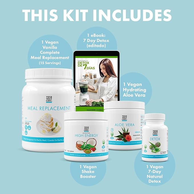 Yes You Can! Detox Plus Kit (Meal Replacement Cookies and Cream, Aloe Vera Mango) - Complete Meal Replacement Powder, High Energy Shake Booster, Aloe Vera Detox Supplement, Health Transformation