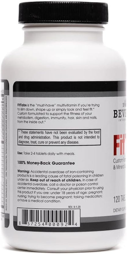 Beverly International Fit Tabs Daily Multi-Vitamin/Mineral with Iron Peptonate,120 Tablets. (30 Servings) Notice The Difference. Don’t Miss Out on The Healthy Benefits. Your Mind & Body is Priority.