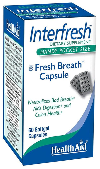 Interfresh, 60 Soft Gel Capsules, Twice Daily, Fights Bad Breath and Aids in Digestion and Colon Health, Feel Fresh All Day Long