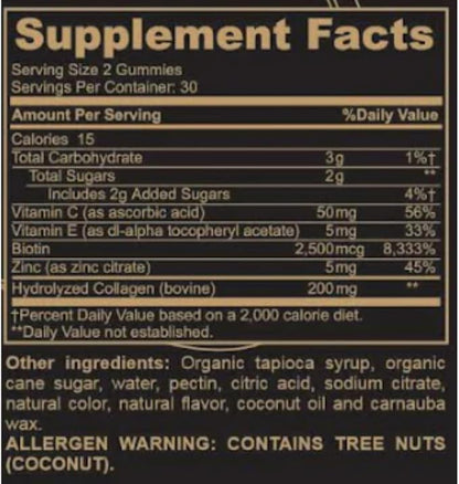 Black Girl Vitamins - Collagen Gummies for Hair, Skin, and Nail Support, with Vitamin C, Vitamin E, and Biotin, Gluten-Free, (Lemon), 60ct