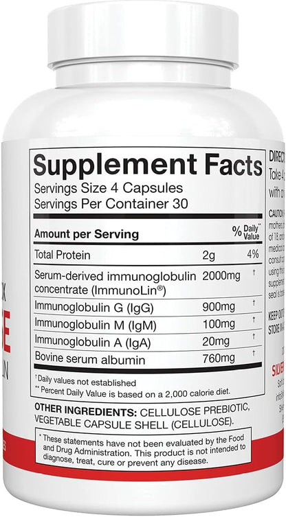 Silver Fern Cleanse - Daily Gut Detox - 2 Bottle - 240 Capsules - 60 Day Supply - Immunoglobulin G, A & M -(IgG, IGA, IgM) - Digestive System Detoxificaton & Immune System Support - Postbiotic