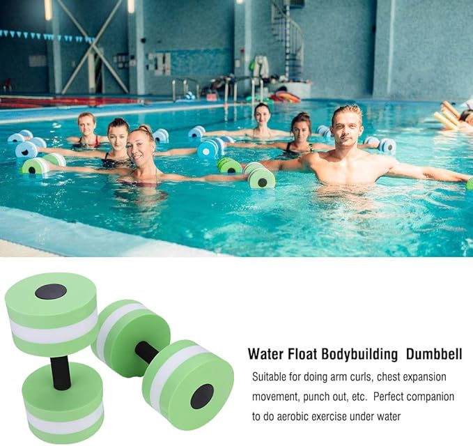 Foam Dumbbell, Float Bodybuilding 2PCS Barbell, for Body Shaping Aerobic Exercise Devices Loseweight Dumbbell Set(green)
