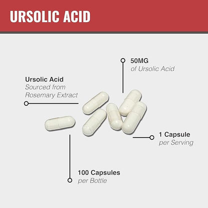 MAAC10 Ursolic Acid 50mg (100 Capsules 3X for 150mg 33-Day Serving) | Sourced from Rosemary Extract | Third-Party Lab Tested | AMPK & Sirtuin Activator