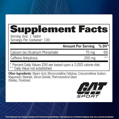 GAT Sport Essentials Caffeine Metabolism and Performance, 100 Tablets