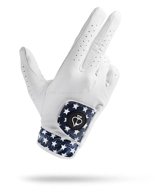 Pins & Aces - Stars Golf Glove Design - Premium AAA Cabretta Leather, Long-Lasting Durable Tour Glove for Men or Women - Premium Leather Golf Glove Left & Right Hand