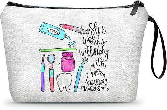 Dental Hygienist Gifts,Dentist Gift,Dental Assistant Gifts,Teeth Gifts for Female Friend Sister,Dental Gifts,Dental Gifts for Coworkers,Dentist Appreciation Gift Makeup Bag,Christmas Gifts