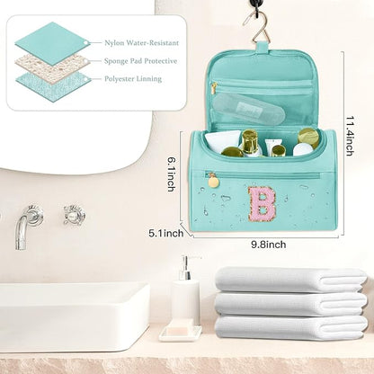COSHAYSOO Popular Social Worker Volunteer Appreciation Gifts Thank You Office Work Anniversary Present for Admin Assistant Secretary, Initial Hanging Toiletry Bag Waterproof Teal Blue Letter B