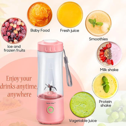 Spardar Portable Blender for Shakes and Smoothies, 4000mAh Personal Blender with 6 Blades, USB Rechargeable Blender Bottles Electric, Mini Blender Cup Portable Juicer for Home Sports Outdoors