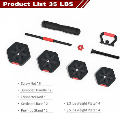 VIVITORY Dumbbell Sets Adjustable Weights, Free Weights with Connector, Non-Rolling Adjustable Dumbbell Set, Barbell for Home Gym, Hexagon, Cement Mixture