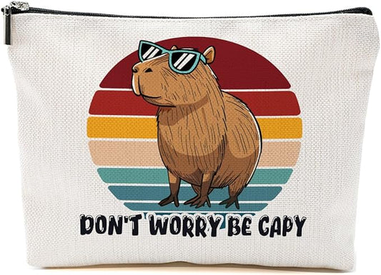 Funny Capybara Makeup Bag, Capybara Gifts for Women, Capybara Lovers Cosmetic Bag Travel Organizer Bags Makeup Pouch, Capybara Stuff Animal Lovers Gifts for Girls Friend Christmas birthday Gifts