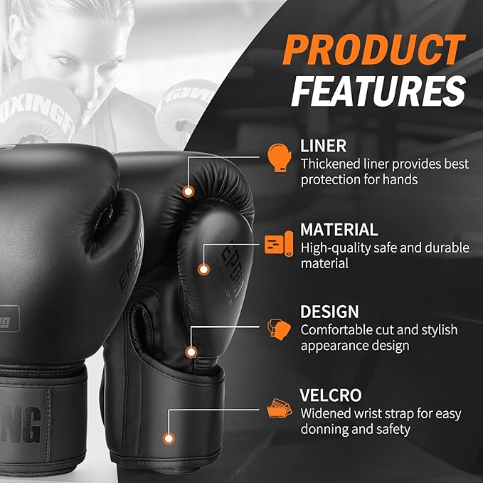 FIVING Boxing Gloves for Men and Women Suitable for Boxing Kickboxing Mixed Martial Arts Muay Thai MMA Heavy Bag Training