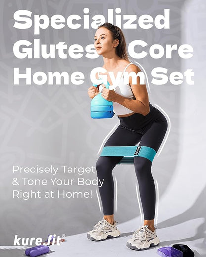 Adjustable Kettlebell | 5 lb - 12 lb | Kettlebell Weights Set for Home Gym | Full-Body Workouts, Strength Training, Weight Loss | Fabric Booty Band | Beginners & Women