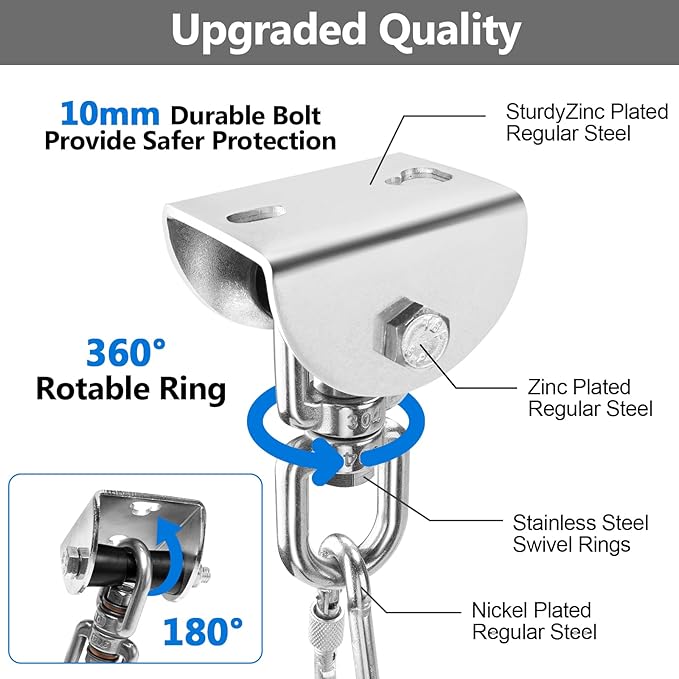 Eapele Heavy Bag Hanger, Punching Bag Mount for Ceiling 360° Swivel Wood Beam Holder for Boxing Bag, Heavy Bag, Gym Punching Bag, Speed Bag, Aerial Yoga Swing, Gymnastic Rings, Sandbag, Hammock
