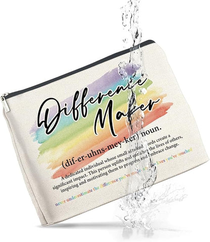 Difference Maker Makeup Bag Thank You Gifts for Mentor Leader Coach Boss Coworker, Difference Maker Gift Appreciation Cosmetic Bag Zipper Makeup Pouch