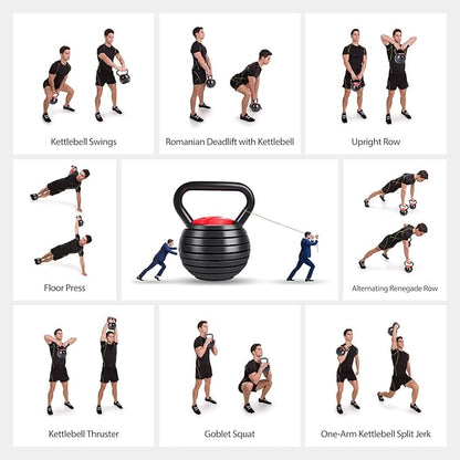TopMade Adjustable Kettlebell Weights Set Cast Iron Exercise Fitness Kettle Ball Grip 5, 8, 9,12lb Free Weight Men Women Kettlebells for Home Gym Workout Ballistic, Core,Strength Training