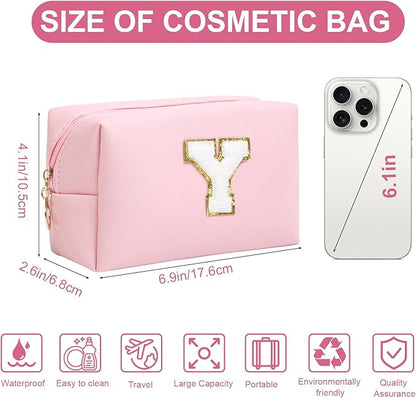 Birthday Gifts for Women Her,Travel Cute Makeup Bag,Large Capacity Cosmetic Bags for Women Makeup Pouch PU Leather Waterproof Cosmetic Bag (Y, Pink)