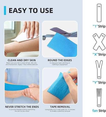 OK TAPE Kinesiology Tape 10 inches Precut, 20 Strips, Cotton Elastic Athletic Tape Latex Free, 2inch x 16ft, 2 Rolls Red