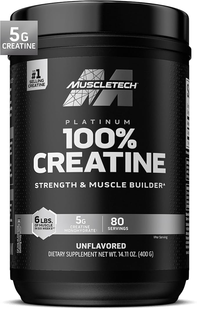 Muscletech Creatine Monohydrate Powder, Platinum Pure - Unflavored Micronized Creatine for Men & Women - Workout Supplements for Performance, Muscle Recovery & Builder-(80 Servings) Packaging May Vary