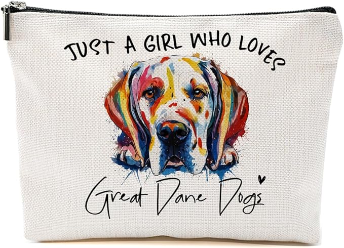 Great Dane Gifts Makeup Bag Great Dane Dog Lovers Cosmetic Bag Travel Organizer Bags Makeup Pouch, Christmas Birthday Friendship Animal Lovers Gifts for Women Girls Sisters