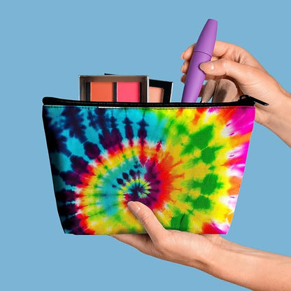 Women Cosmetic Bag for Travel, Tie Tye Makeup Bag Open Toiletry Bag Waterproof Portable Pouch Make up Organizer for Casual Business Trip