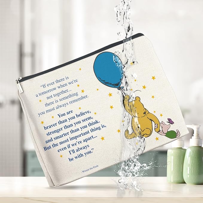 YeleY Inspirational for Women, Friendship Gifts, Winnie the Pooh Pooh Bear Makeup Bag for Teens Women Friends