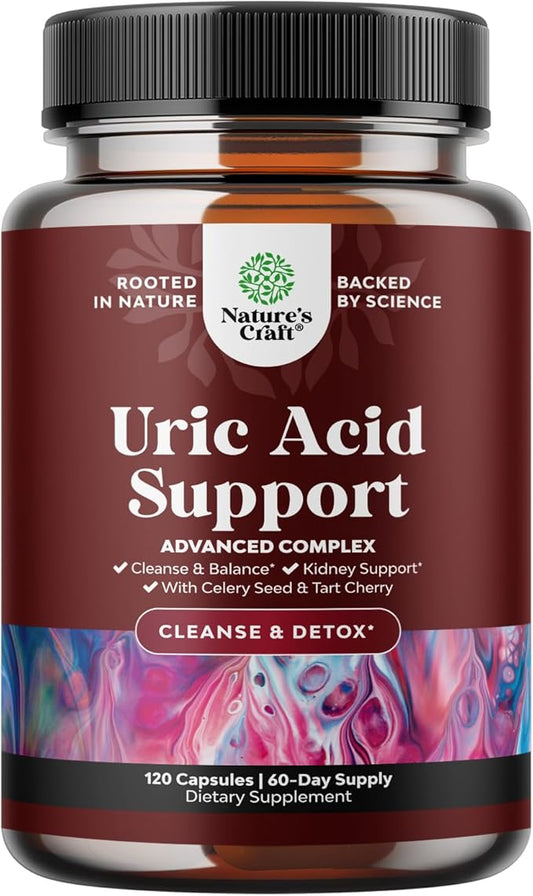 Herbal Uric Acid Cleanse and Detox - Essential Daily Kidney Cleanse and Uric Acid Support for Adults – Joint Support Supplement and Detox Cleanse with Tart Cherry Extract Capsules for Men and Women