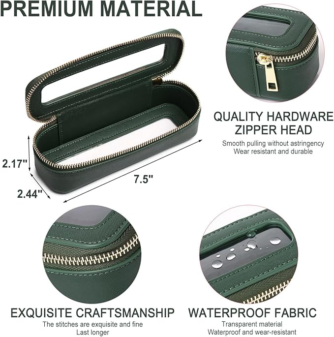 Clear Makeup Bag for Women Waterproof Travel Makeup Case Portable Cosmetic Case Toiletry Bag Car Organizer with Zipper (X/Green, L)