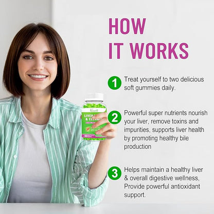 Milk Thistle Gummies for Adults Kids. Liver Cleanse Detox Repair Gummies, 1000 m Milk Thistle Extract Supplement for Liver Support Digestive Metabolism Antioxidant, 60ct Apple Flavor