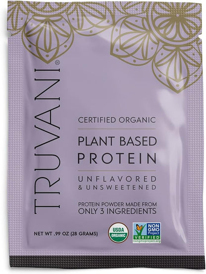 Truvani Vegan Pea Protein Powder | Unflavored | 20g Organic Plant Based Protein | 1 Serving | Keto | Gluten & Dairy Free | Low Carb | No Added Sugar