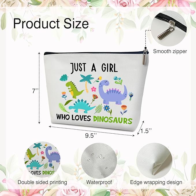 Dinosaur Lover Makeup Bag - Gift for Her, Animal Dinosaurs Lover Purse, Toiletry Bag Pouch - 16