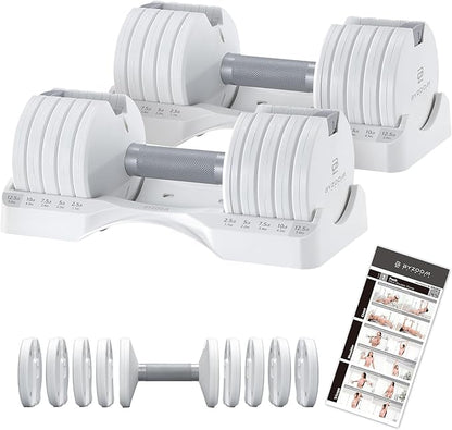 Adjustable Dumbbell 12.5/25lb Set of 2 or Single Unit Piece Weight Training Fitness Exercise Body Workout 5 in 1 for Home Gym Beginners Woman