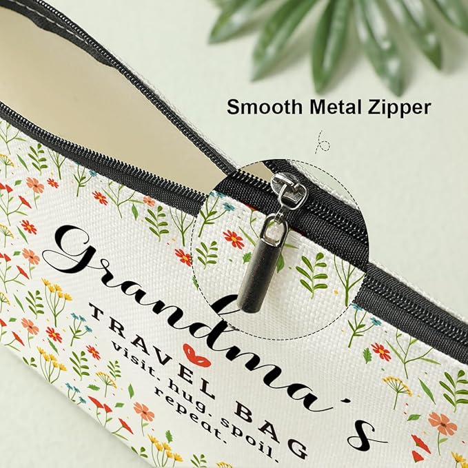 Grandma's Travel Bag Mothers Day Makeup Bag Grandma Gifts Grandma Birthday Gifts Funny Coloful Floral Cosmetic Bag for Women Nana Gigi Mimi Nanny Granny Chirstmas Appreciation Retirement Gifts
