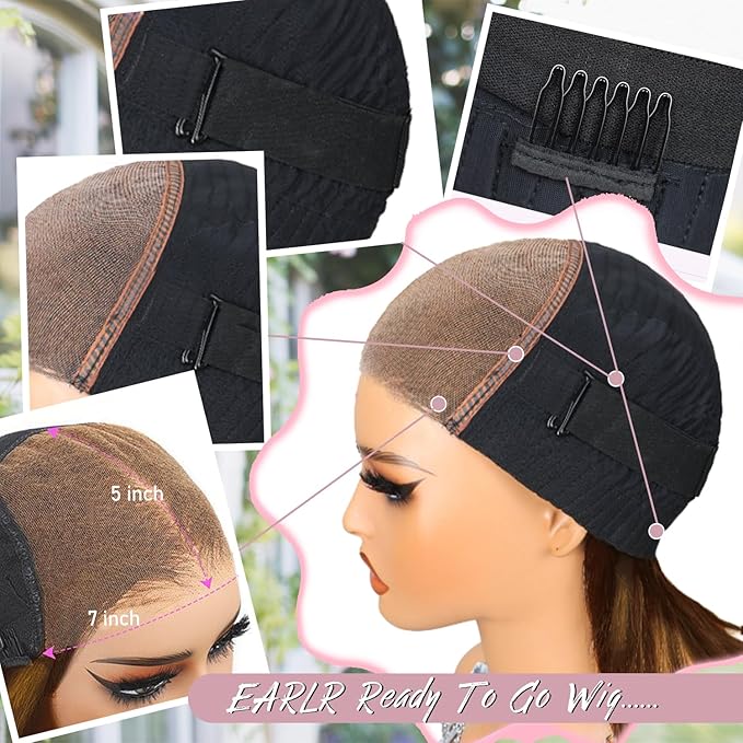 Highlight Ombre Lace Front Wig Human Hair 200% Density Highlight Wig Human Hair 7x5 Ombre Straigtht Honey Blonde Wig 24 Inch Brown Highlighted Wig Pre Plucked With Baby Hair