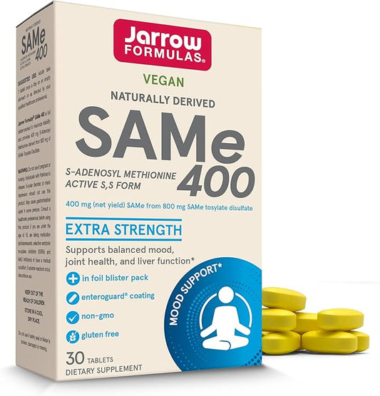 Jarrow Formulas SAMe 400 mg, Supports Joint Health, Liver Function, Brain Metabolism, 30 Tablets, Up To a 30 Day Supply