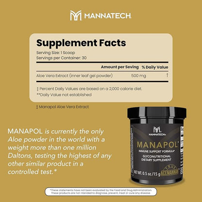 Mannatech Manapol Immune Support Formula for Immunity Support & Immunity Boost. Aloe Vera Powder Prebiotic for Digestive Health. Aloe Vera Drink for Immune Support Supplement 0.5oz/15g