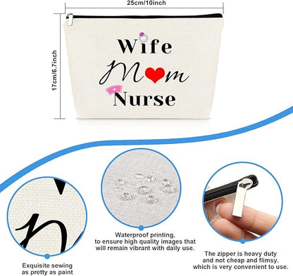Nurse Gifts for Women Wife Mom Nurse Makeup Bag Nurses Day Gift Cosmetic Bag Thanksgiving Day Christmas Birthday Gift for Nurse Practitioner Mother's Day Gift Toiletry Bag Pouch