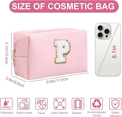 Birthday Gifts for Women Her,Travel Cute Makeup Bag,Large Capacity Cosmetic Bags for Women Makeup Pouch PU Leather Waterproof Cosmetic Bag (P, Pink)