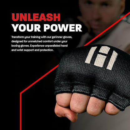 Hawk Padded Inner Gloves Training Gel Elastic Hand Wraps for Boxing Gloves Quick Wraps Men & Women Kickboxing Muay Thai MMA Bandages Fist Knuckle Wrist Wrap Protector Handwraps (Pair)