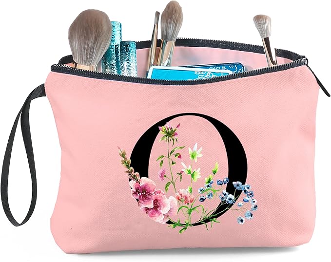 SEAMOON Happy Birthday Friendship Bridesmaid Team Gifts for Employees Women Mom Girl Daughter Teenage Personalized Make up Cosmetic Bag Travel with Mirror Mothers Day Christmas Graduation O